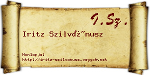 Iritz Szilvánusz névjegykártya